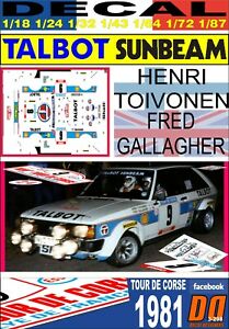 【送料無料】模型車 モデルカー デカールタルボットサンビームロータスアンリトイヴォネンツールドコルセdecal talbot sunbeam lotus henri toivonen tour de corse 1981 dnf 06