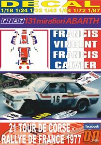 【送料無料】模型車 モデルカー デカールフィアットアバルトヴィンセントツールドコルセdecal fiat 131 abarth fvincent tour de corse 1977 5th 06