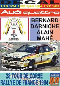 【送料無料】模型車 モデルカー デカルアウディクワトロダーニッシュツールドコルセdecal audi quattro a2 bdarniche tour de corse 1984 dnf 06