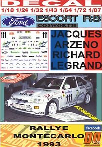 【送料無料】模型車 モデルカー デカールフォードエスコートコスワースジャックアルゼノラリーモンテカルロdecal ford escort cosworth jacques arzeno rallye montecarlo 1993 06