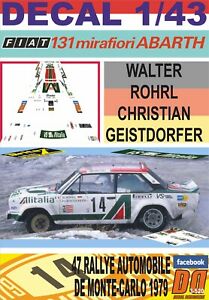 【送料無料】模型車 モデルカー デカルフィアットアバルトローレルモンテカルロdecal fiat 131 abarth wrohrl rmontecarlo 1979 dnf 06