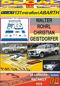 【送料無料】模型車 モデルカー デカールフィアットアバルトウォルターロールdecal fiat 131 abarth walter rohrl rac r 1979 8th 06