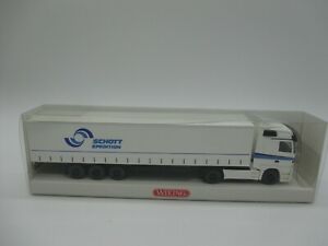 【送料無料】模型車 モデルカー ウィキングアクトロスプリッチチェンセミトレーラーショットモデルwiking mb actros pritschensemitrailer schott expedition advertising model｜hokushin