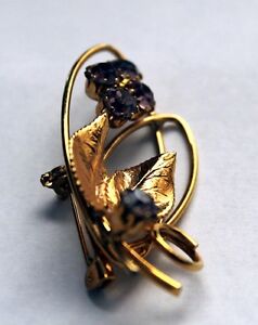 【送料無料】模型車 モデルカー ヴィンテージゴールドラインストーンブローチvintage gold purple rhinestones brooch