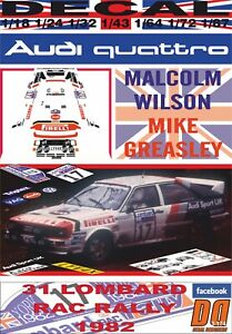 【送料無料】模型車 モデルカー デカルアウディクアトロマルコムウィルソンラックラリーdecal audi quattro malcolm wilson rac rally 1982 10th 09