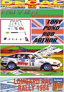 【送料無料】模型車 モデルカー デカルローバーヴィテッセトニーラリーdecal rover sd1 vitesse tony pond rac rally 1984 dnf 09|hokushin