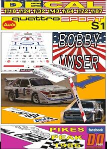【送料無料】模型車 モデルカー デカールアウディスポーツクワトロボビーウンサーパイクスピークdecal audi sport quattro s1 bobby unser pikes peak 1986 winner 09｜hokushin