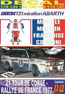 【送料無料】模型車 モデルカー デカールフィアットアバルトモートンツールドコルセdecal fiat 131 abarth mmouton tour de corse 1977 8th 09