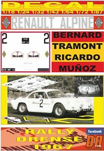 【送料無料】模型車 モデルカー デカールルノーアルパインベルナールトラモントラリーオレンセdecal renault alpine bernard tramont rally orense 1967 09