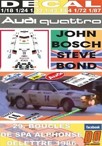 【送料無料】模型車 モデルカー デカルアウディクワトロジョンボッシュブークルズデスパdecal audi quattro a2 john bosch boucles de spa 1986 3rd 09|hokushin