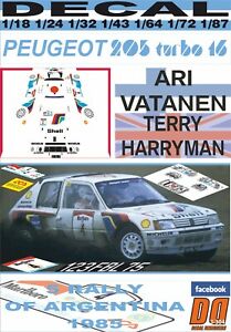 【送料無料】模型車 モデルカー デカルプジョーターボバタネンアルゼンチンdecal peugeot 205 turbo 16 e2 avatanen rargentina 1985 dnf 09｜hokushin