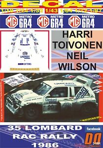 【送料無料】模型車 モデルカー デカルメトロハリトイヴォネンdecal mg metro 6r4 harri toivonen rac r 1986 dnf 09｜hokushin