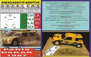 【送料無料】模型車 モデルカー アネキソデカールプジョーターボザヌッシパリダカールanexo decal 143 peugeot 205 turbo azanussi paris dakar 1987 dnf 08