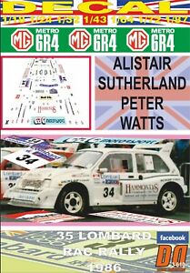 【送料無料】模型車 モデルカー デカルメトロサザーランドdecal mg metro 6r4 asutherland rac r 1986 dnf 08