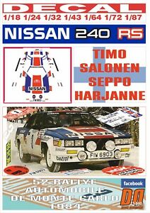 【送料無料】模型車 モデルカー デカルサロネンモンテカルロdecal nissan 240 rs tsalonen rmontecarlo 1984 10th 08