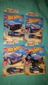 【送料無料】模型車 モデルカー ホットホイールレースチーム2018 hot wheels hw 50th race team 4 different cars, 5,7,8,and 10,sealed g17