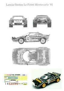 【送料無料】模型車 モデルカー ランチアストラトースポイントラリーモンテカルロデカールlancia stratos the pointrally montecarlo 1981decal 124