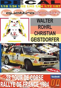 【送料無料】模型車 モデルカー デカールアウディクワトロスポーツロールツールドコルスdecal audi quattro sport w rohrl tour de corse 1984 dnf 01