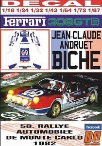 【送料無料】模型車 モデルカー デカールフェラーリアンドルエットモンテカルロdecal ferrari 308 gtb jc andruet r montecarlo 1982 dnf 01