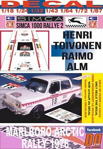 【送料無料】模型車 モデルカー デカールシムカラリーアンリトイヴォネンdecal simca 1000 rallye 2 henri toivonen arctic r dnf 1976 01