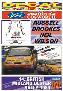 【送料無料】模型車 モデルカー デカールフォードシエラコスワースブルックスアルスターdecal ford sierra rs cosworth r brookes ulster r 1989 2nd 01