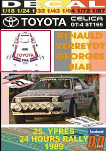 【送料無料】模型車 モデルカー デカールトヨタセリカdecal toyota celica gt4 st165 r verreydt ypres 24 hours r dnf 1989 01