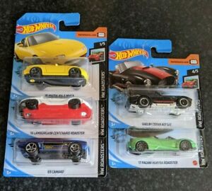 【送料無料】模型車 モデルカー ホットホイールロードスターシリーズセットセンテナリオカマロコブラホアイラhot wheels 2020 roadsters series set of 5 mx5,centenario,camaro,cobra,huayra