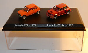【送料無料】模型車 モデルカー アトラスボックスデュオメタルルノーターボボックスatlas box duo 2 metal uh oh 187 renault 5 r5 tl 1972 r5 turbo 1980 in box