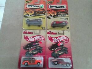 【送料無料】模型車 モデルカー マッチホットホイールカードロットlot of 4 matchbox hotwheels carded cars