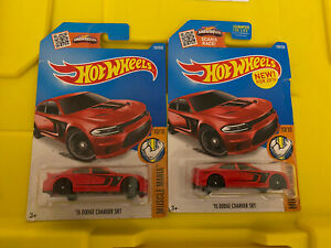 【送料無料】模型車 モデルカー ホットホイールダッジチャージャースヘルキャットレッドセットhot wheels 2015 dodge charger srt hellcat red set of 2