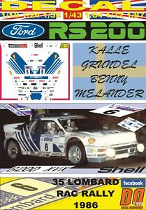【送料無料】模型車 モデルカー デカールフォードグランデルラックdecal ford rs200 k grundel rac r 1986 5th 01