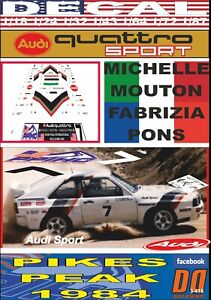 【送料無料】模型車 モデルカー デカールアウディクワトロスポーツミシェルモートンパイクスピークdecal audi quattro sport michelle mouton pikes peak 1984 01｜hokushin
