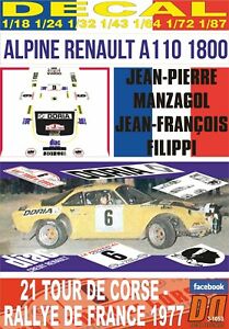【送料無料】模型車 モデルカー デカールアルパインルノーマンザゴルツールドコルスdecal alpine renault 110 1800 jp manzagol tour de corse 1977 dnf 01