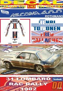 【送料無料】模型車 モデルカー デカールオペルアスコーナトイヴォネンラックdecal opel ascona 400 h toivonen rac r 1982 3rd 01