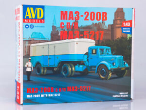 【送料無料】模型車 モデルカー セミトレーラーキットモデルmaz 200 v semitrailer maz 5217 unassembled kit avd models by ssm 143