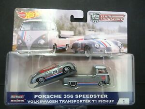 【送料無料】模型車 モデルカー ホットホイールトランスポーターポルシェスピードスターマグナスウォーカーhot wheels vw t1 transportador y porsche 356 speedster magnus walker flf56 164|hokushin
