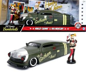 【送料無料】模型車 モデルカー コミックスハーレークインマーキュリーdc comics bombshells harley quinn 1951 mercury with figure 124 jada|hokushin