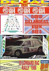 【送料無料】模型車 モデルカー デカルメトロギランダースdecal mg metro 6r4 dgillanders rac r 1986 dnf 06