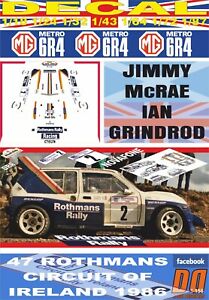 【送料無料】模型車 モデルカー デカルメトロロスマンスサーキットオブアイルランドdecal mg metro 6r4 rothmans jmcrae circuit of ireland 1986 dnf 06