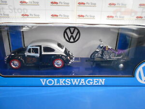 【送料無料】模型車 モデルカー フォルクスワーゲンビートルトレーラーオートバイmot79675 by motormax volkswagen beetle wtrailer and motorcycle 124