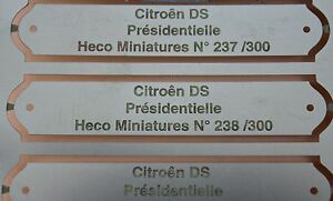 【送料無料】模型車 モデルカー ヘコミニチュアプレートシトロエンheco miniatures ok 1 metal plate engraved numbered citroen ds presidential
