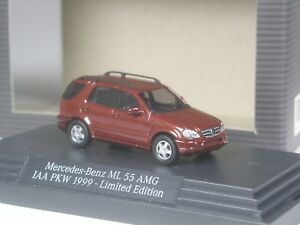 【送料無料】模型車 モデルカー クラスブッシュメルセデスベンツブラウンメタリックclass busch mercedes benz ml 55 amg brown metallic iaa 1999 bnib｜hokushin