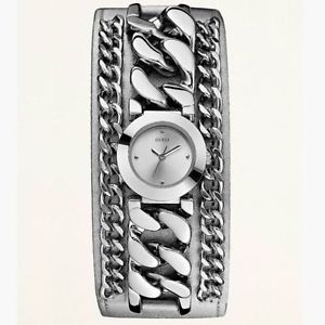 guess women silver leather chain watch guess women silver leather chain watch