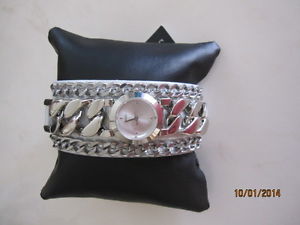guess women silver leather chain watch guess women silver leather chain watch