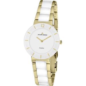 【送料無料】jacques lemans womens jl aktion 34mm gold ip bracelet quartz watch 423f