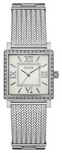【送料無料】guess womans highline silver mesh strap white w0826l1 watch 19｜hokushin