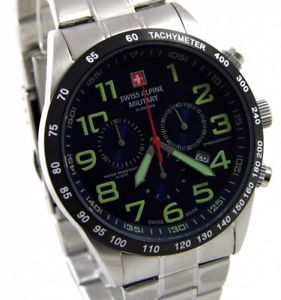 【送料無料】swiss alpine military by grovana 70479135 herren uhr chrono edelstahl neu