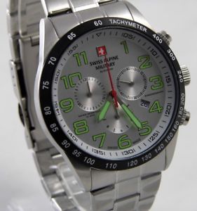 【送料無料】swiss alpine military by grovana 70479132 herren uhr chrono edelstahl neu