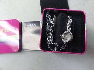 【送料無料】watch womens by time100 real nice with bracelet in pink tin box｜hokushin