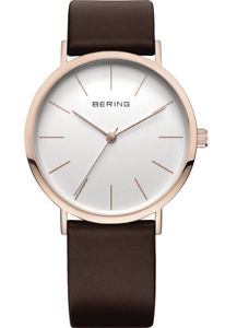 【送料無料】bering classic 13436564 damenuhr leder braun mit rose neu|hokushin